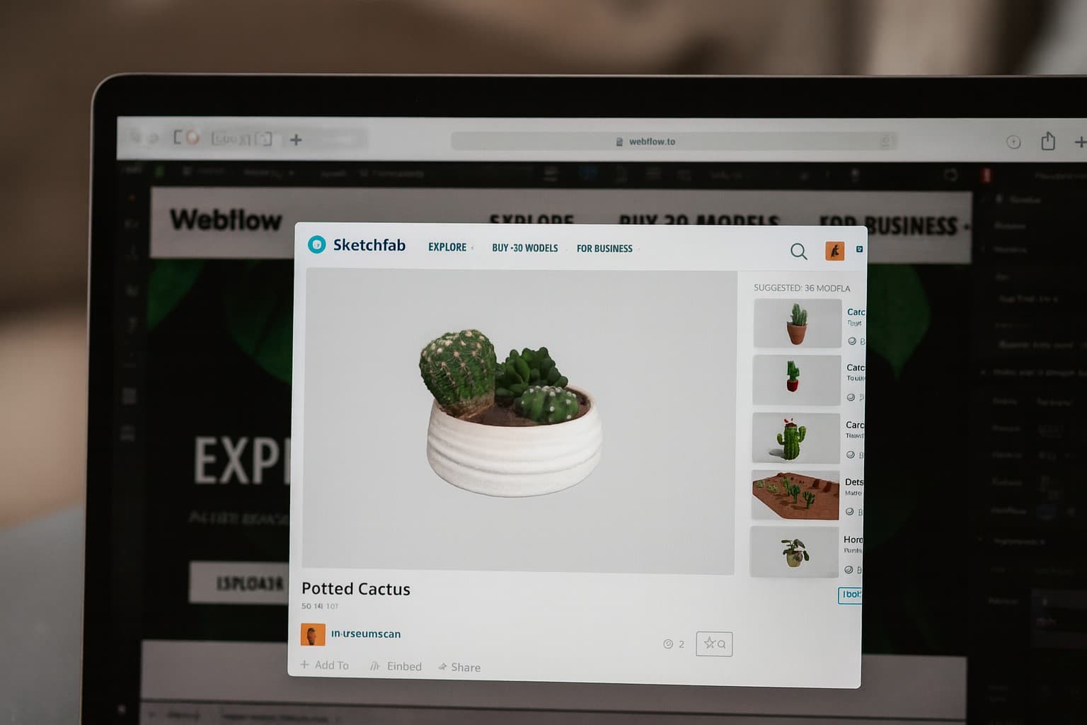 How to Display 3D Models on a Webflow Site Using a Sketchfab Embed